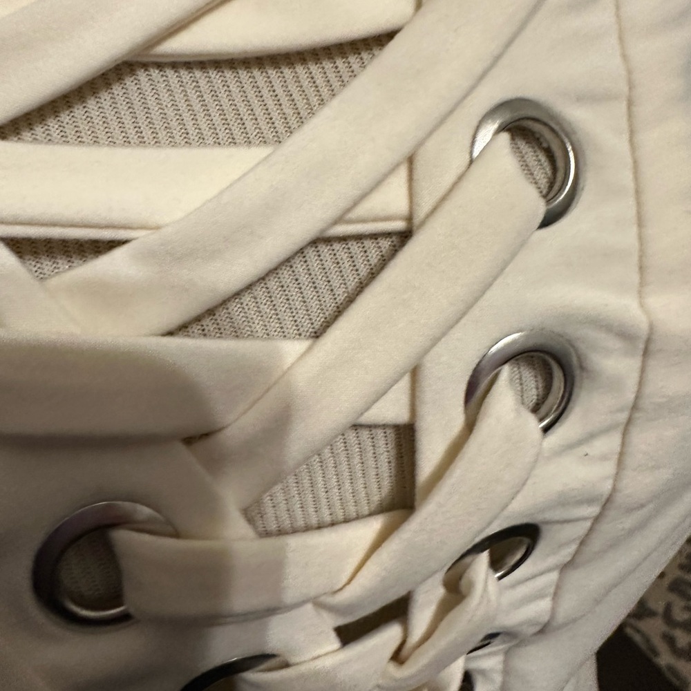 Women's Lace-Up Cream Top - Picture 4 of 4